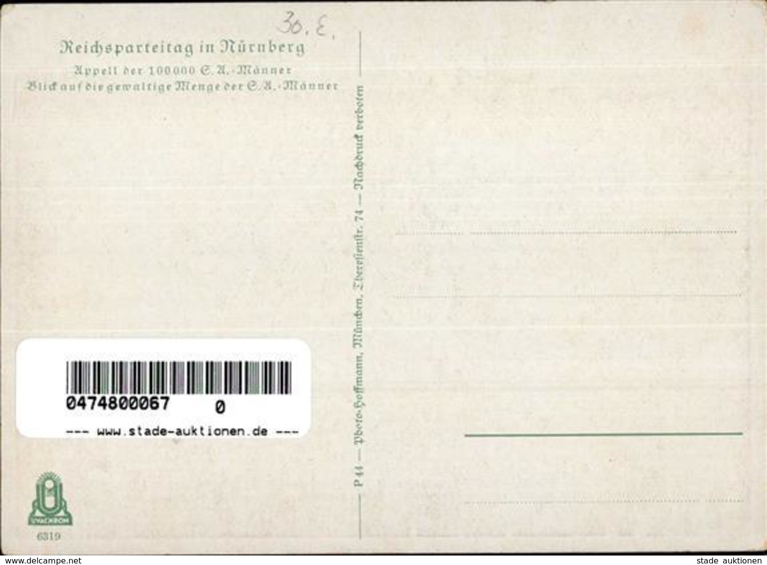 Reichsparteitag Nürnberg (8500) WK II Appell Der 100.000 SA Männer I-II - War 1939-45