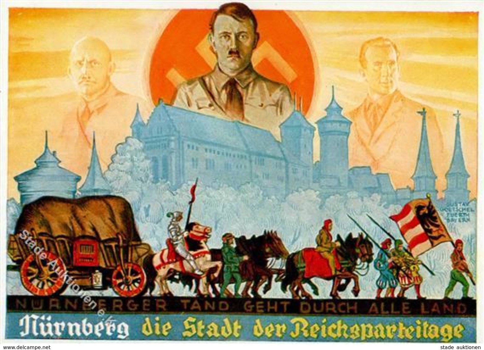 Reichsparteitag WK II Hitler, A. Streich, J. Sign. Goetschel, Gustav Künstlerkarte I-II - Oorlog 1939-45