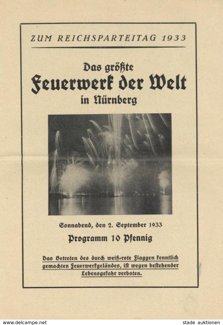 Reichsparteitag WK II Nürnberg (8500) 1933 Programm Das Größte Feuerwerk Der Welt II - Weltkrieg 1939-45
