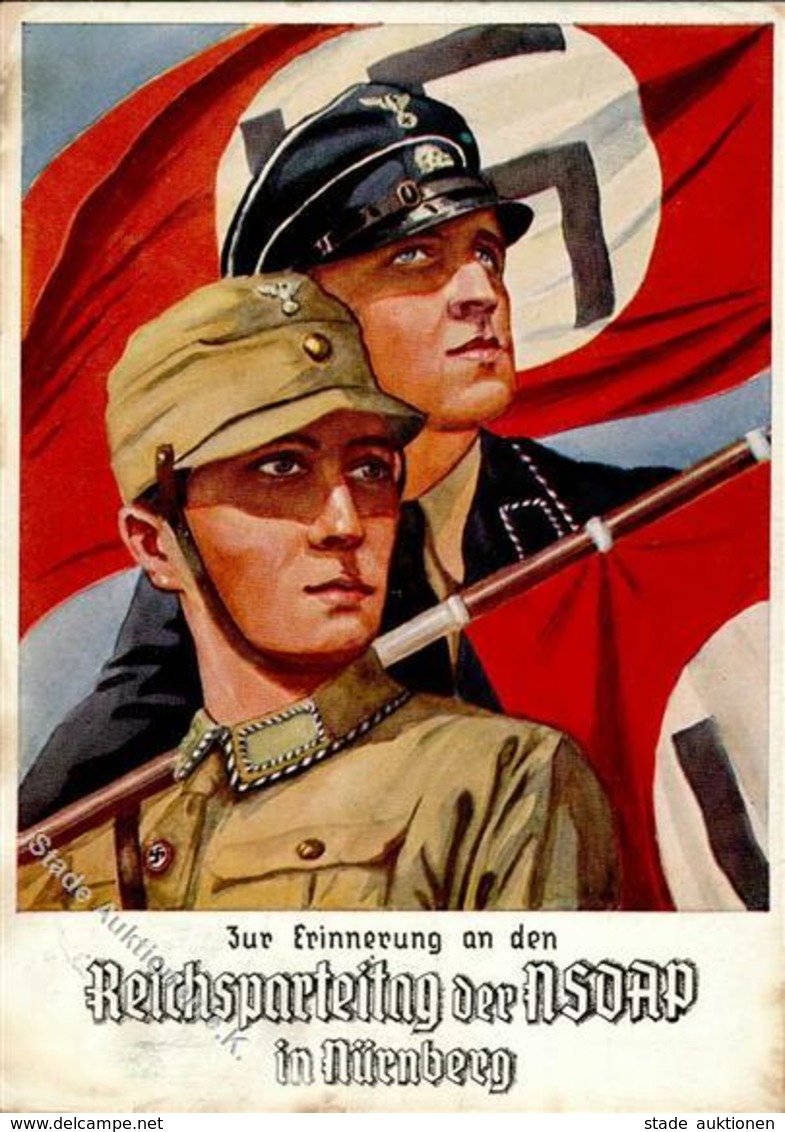 Reichsparteitag WK II Nürnberg (8500) 1934 Künstler-Karte II (Stauchung, Fleckig) - War 1939-45