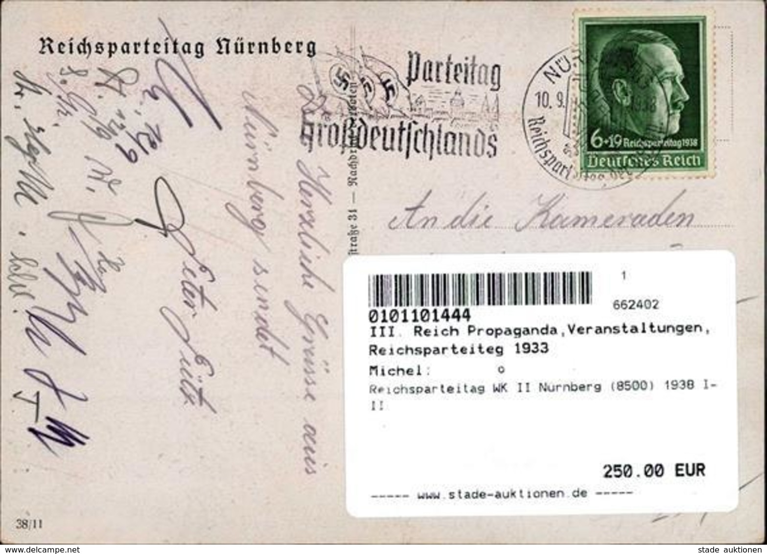 Reichsparteitag WK II Nürnberg (8500) 1938 I-II - Weltkrieg 1939-45