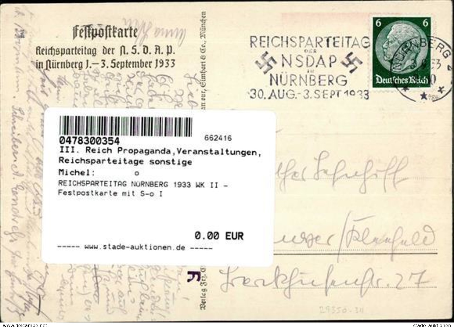 REICHSPARTEITAG NÜRNBERG 1933 WK II - Festpostkarte Mit S-o I - Guerra 1939-45