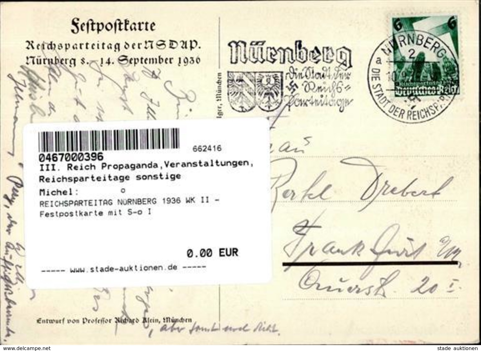 REICHSPARTEITAG NÜRNBERG 1936 WK II - Festpostkarte Mit S-o I - War 1939-45