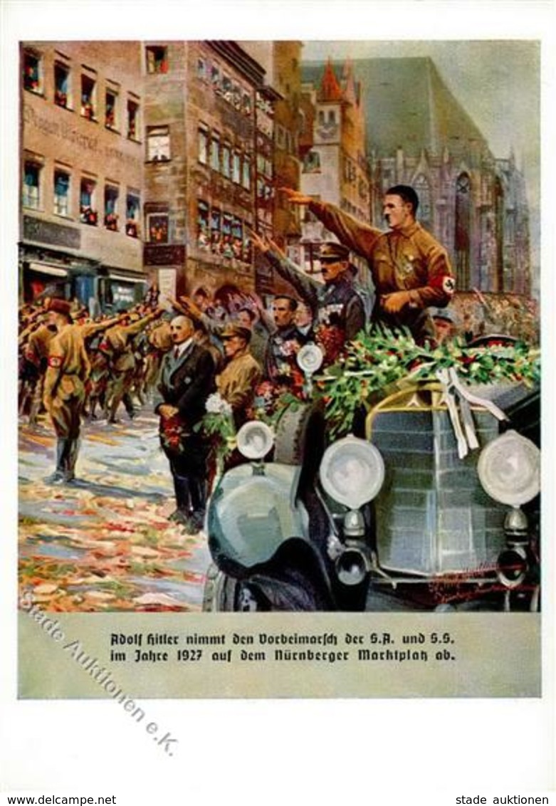 REICHSPARTEITAG NÜRNBERG WK II - Adolf Hitler Nimmt Den Vorbeimarsch Der SA Und SS Im Jahre 1927 Auf Dem Nürnberger Mark - War 1939-45