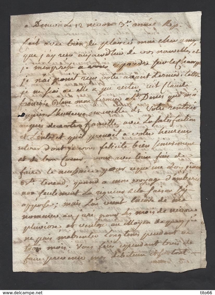 LAC Marque Linéaire 70 CHAGNY De 1794 Vers LYON ( Citoyen Marchand De Rubans Révolution) Indice 7 - 1801-1848: Precursors XIX