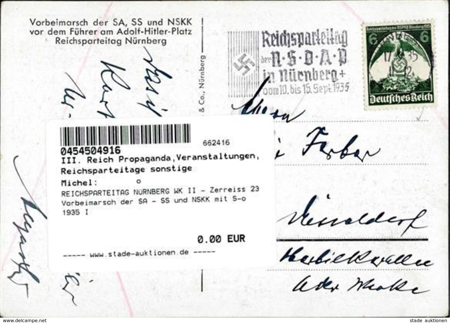 REICHSPARTEITAG NÜRNBERG WK II - Zerreiss 23 Vorbeimarsch Der SA - SS Und NSKK Mit S-o 1935 I - Weltkrieg 1939-45