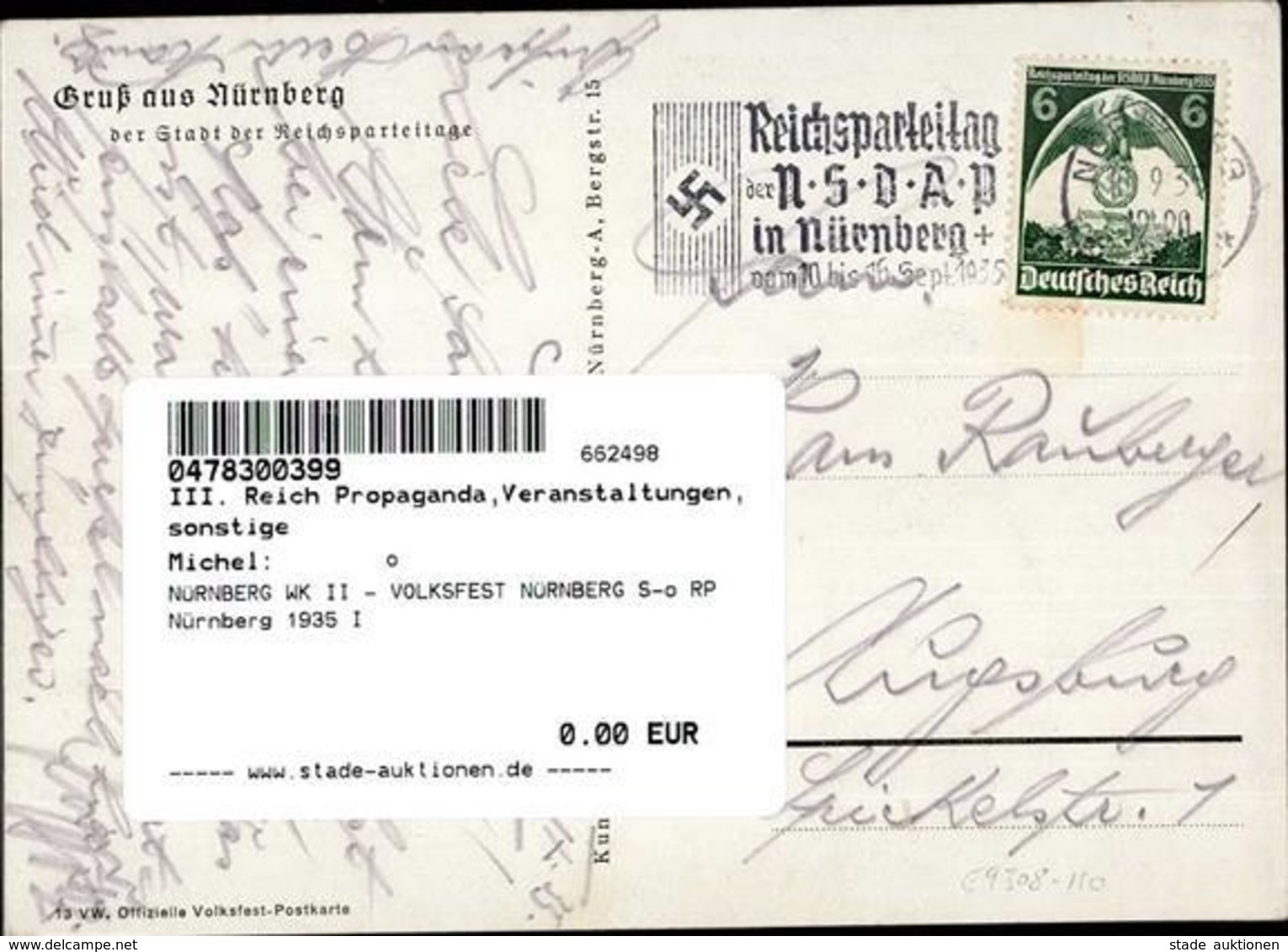 NÜRNBERG WK II - VOLKSFEST NÜRNBERG S-o RP Nürnberg 1935 I - Weltkrieg 1939-45
