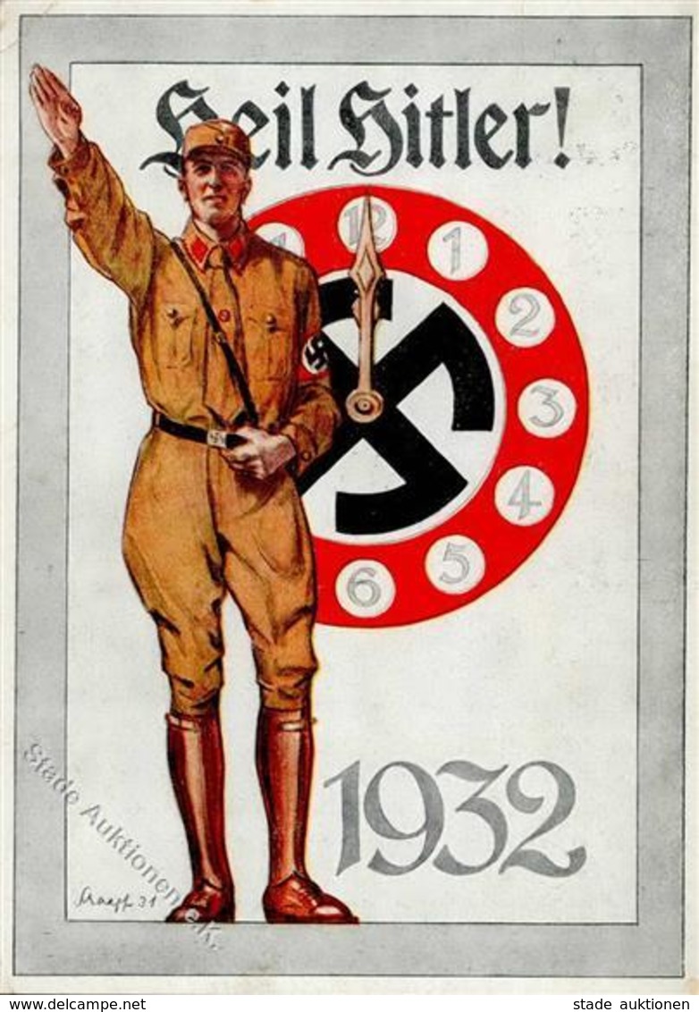 SA WK II - HEIL HITLER! 1932 - Seltene Frühe Propagandakarte Aus Der Berühmten SCHAAF-Serie 1931 - Ecke Gestoßen! Marke  - Weltkrieg 1939-45