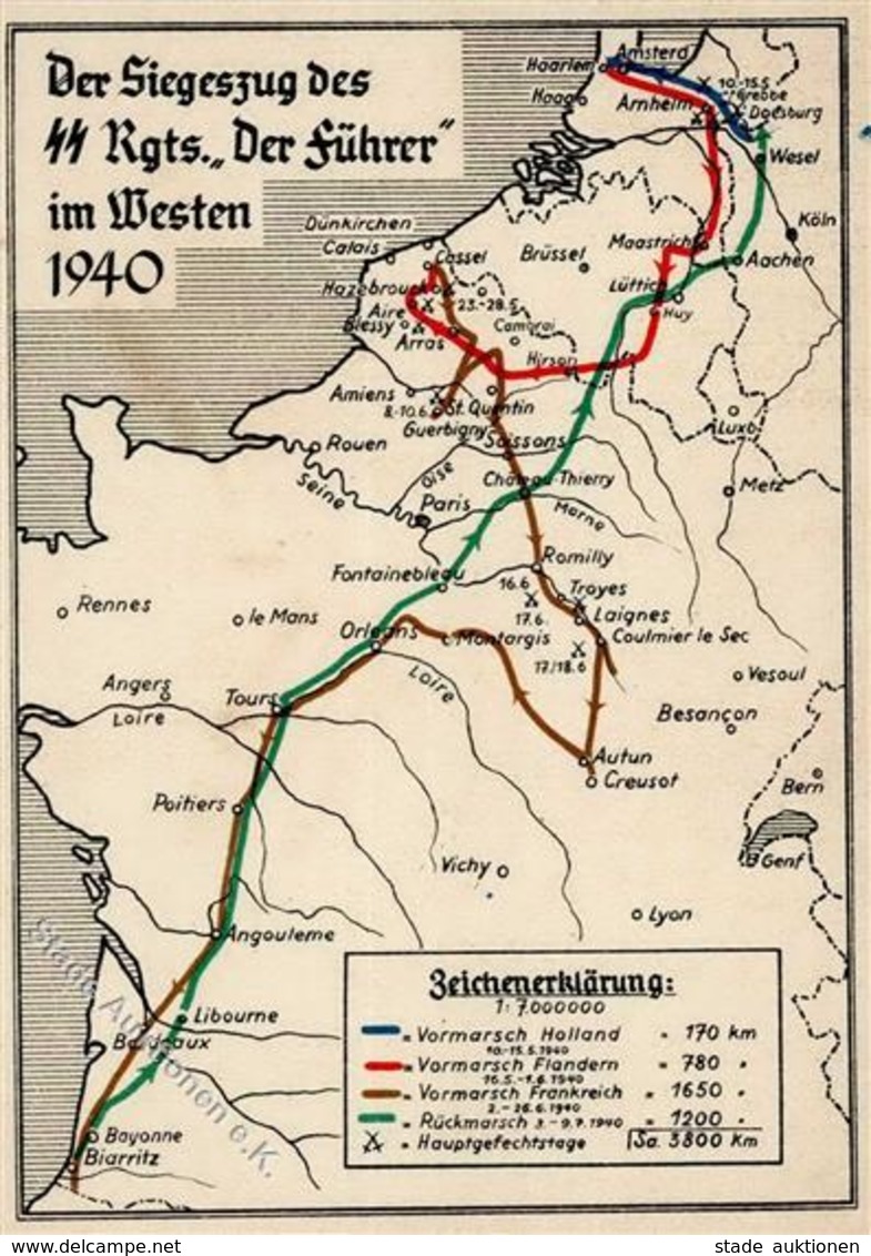 SS WK II - Der SIEGESZUG Des SS-Rgts. -Der FÜHRER- Im Westen 1940 I-II - War 1939-45