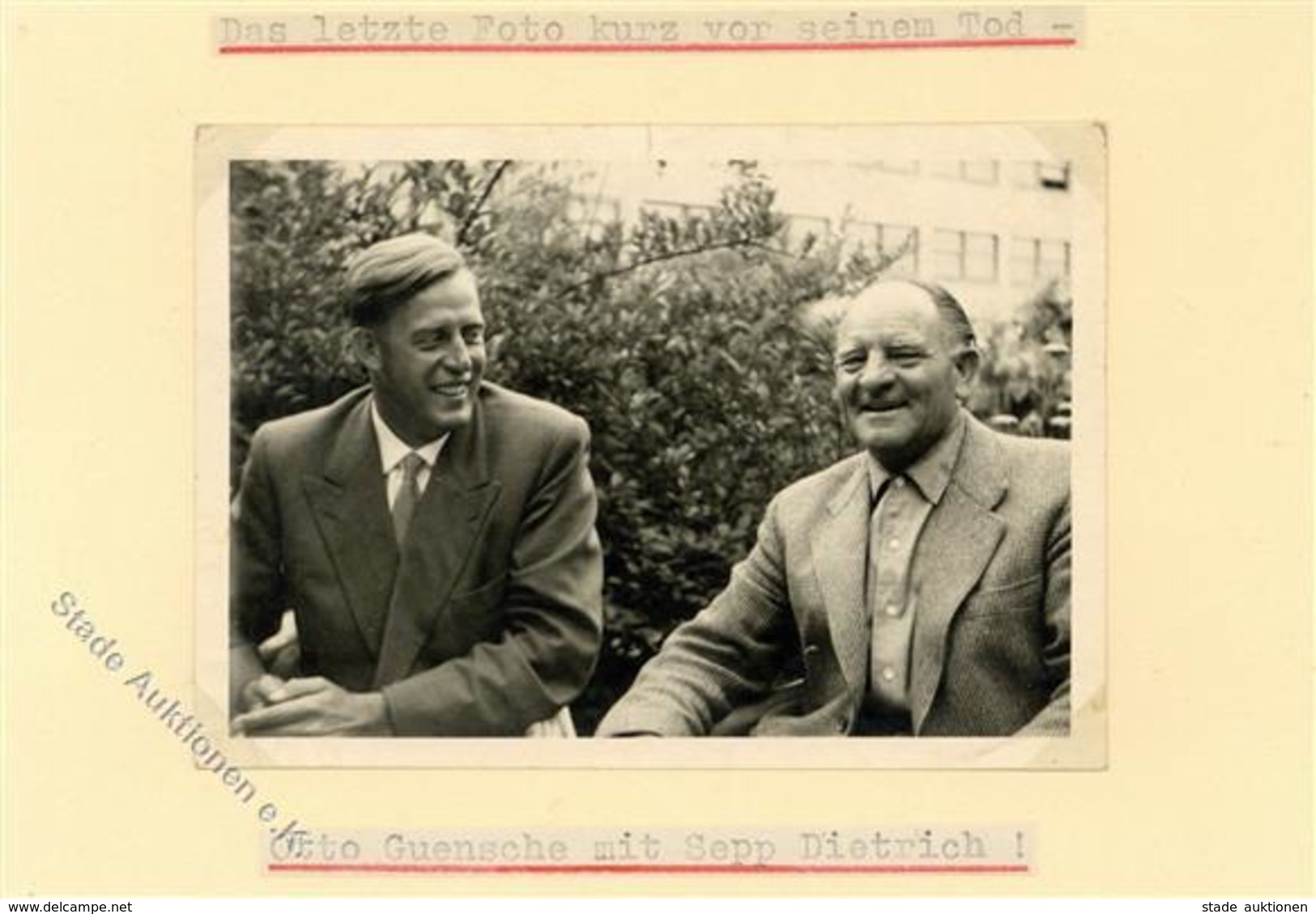 SS WK II - Foto -das Letzte Foto Kurz Vor Seinem Tod - Otto GÜSCHE Mit Sepp DIETRICH I - Weltkrieg 1939-45