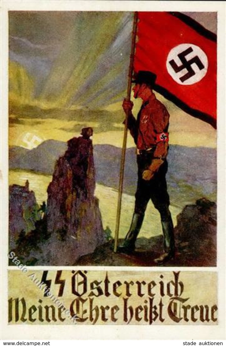 SS WK II - SS-Werbepostkarte Nr. 2 - SS-ÖSTERREICH Meine Ehre Heißt Treue /kl. Randkratzstelle) I-II R! - War 1939-45