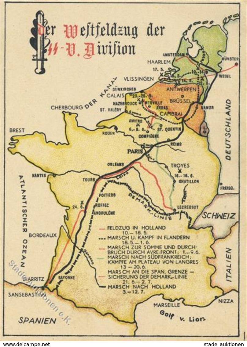 SS WK II Propaganda Der Westfeldzug Der V. Division I-II (Eckbug) - Weltkrieg 1939-45