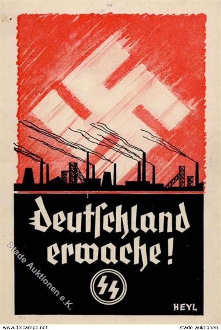 SS WK II Propaganda Deutschland Erwache SS Kampfschatz-Karte I-II - War 1939-45