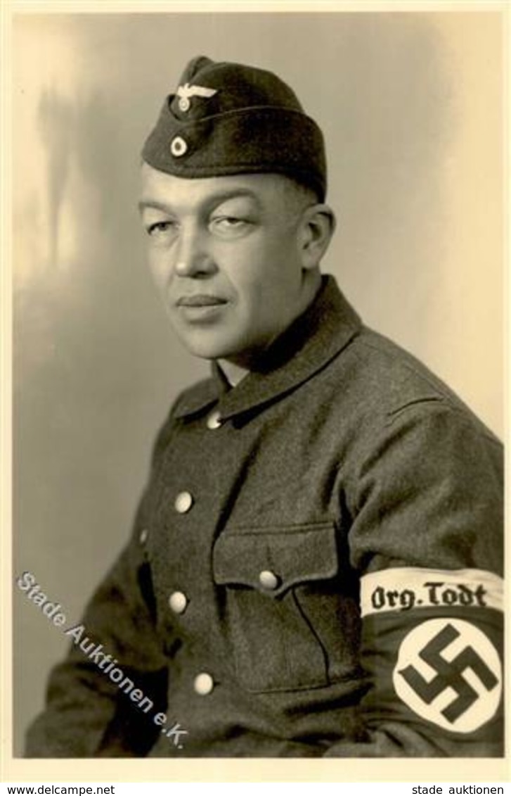 SS WK II Soldat Armbinde Org. Todt Foto AK I-II - Weltkrieg 1939-45