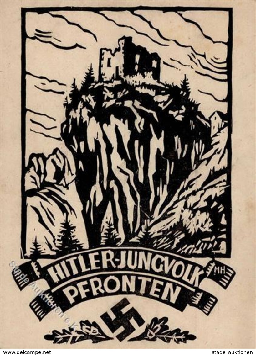 HJ Pfronten (8962) WK II Hitler Jungvolk Künstlerkarte I-II (fleckig) - War 1939-45