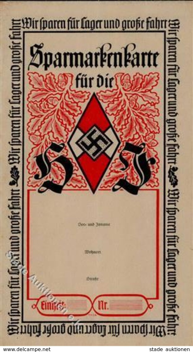 HJ Sparmarkenkarte  I-II - Weltkrieg 1939-45