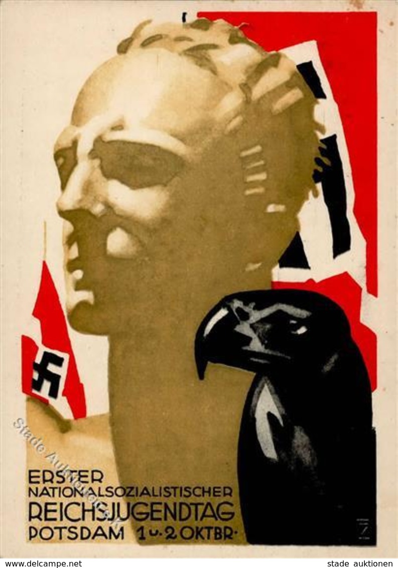 WK II HJ Potsdam (o-1510) Erster Nazionalsozialistischer Reichsjugendtag Sign. Hohlwein, Ludwig I-II (fleckig) - Weltkrieg 1939-45