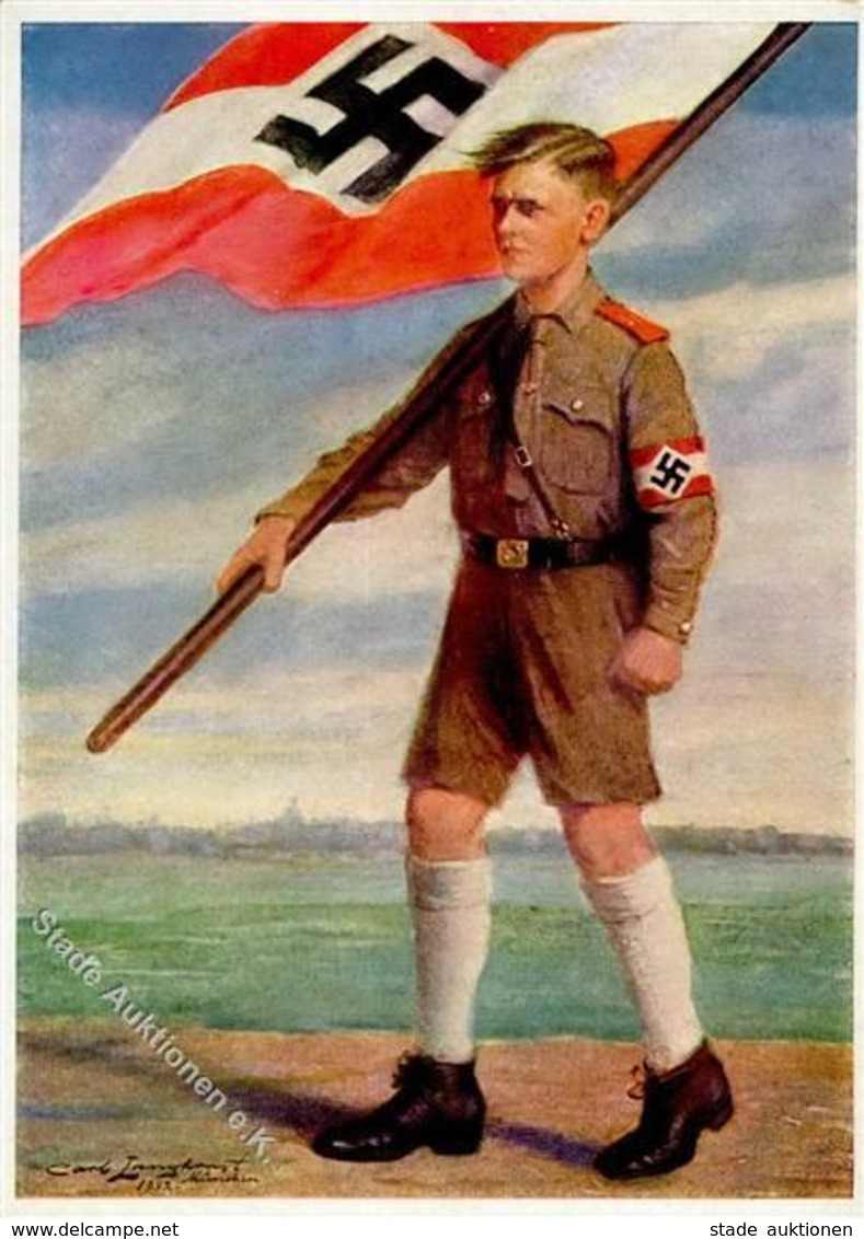 WK II HJ Propaganda Männer Der Zeit Sign. Langhorst, Carl Künstler-Karte I-II - Weltkrieg 1939-45