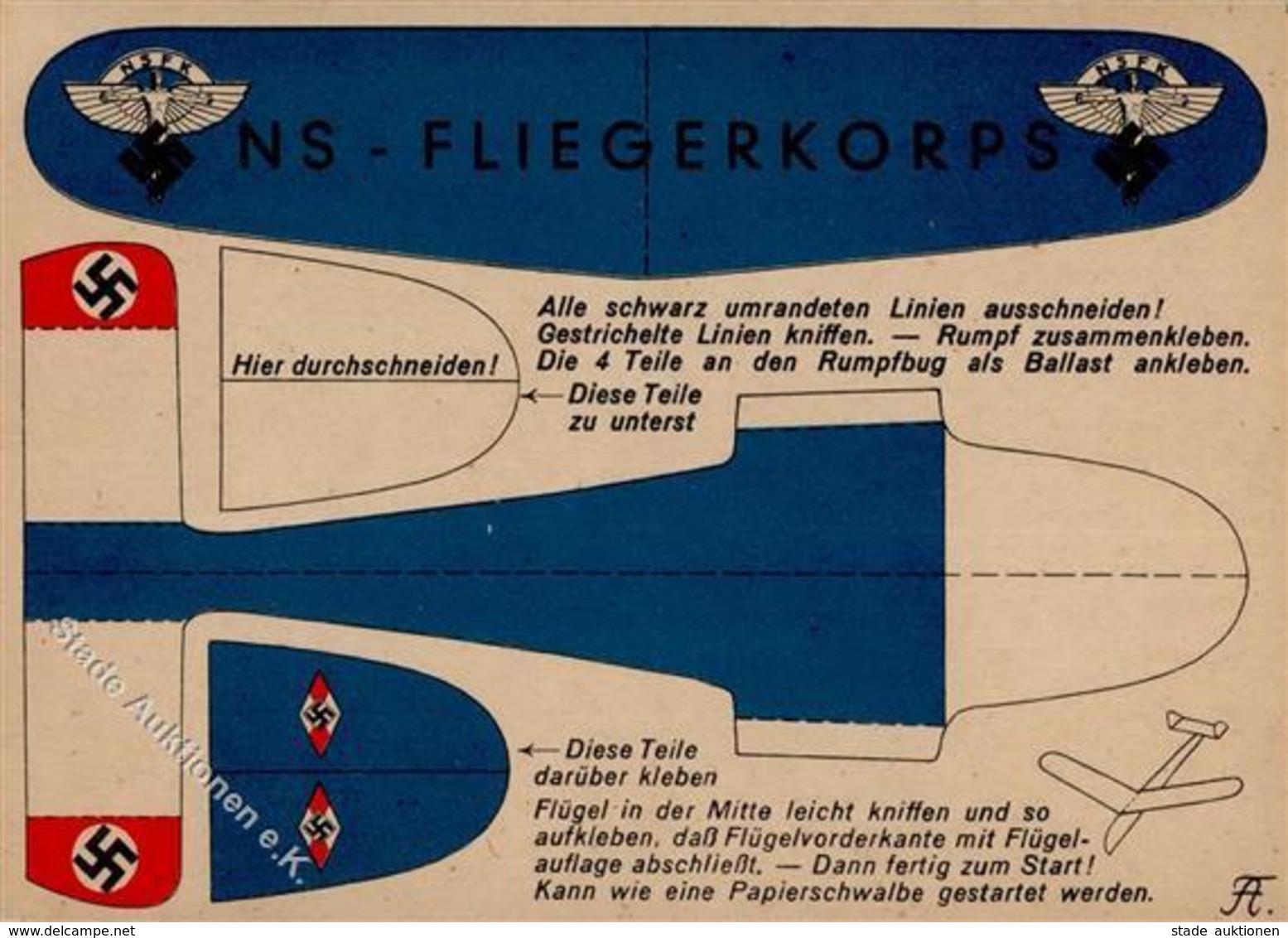 NS-FLIEGERKORPS WK II - FLIEGER-HJ Modelkarte I-II - War 1939-45