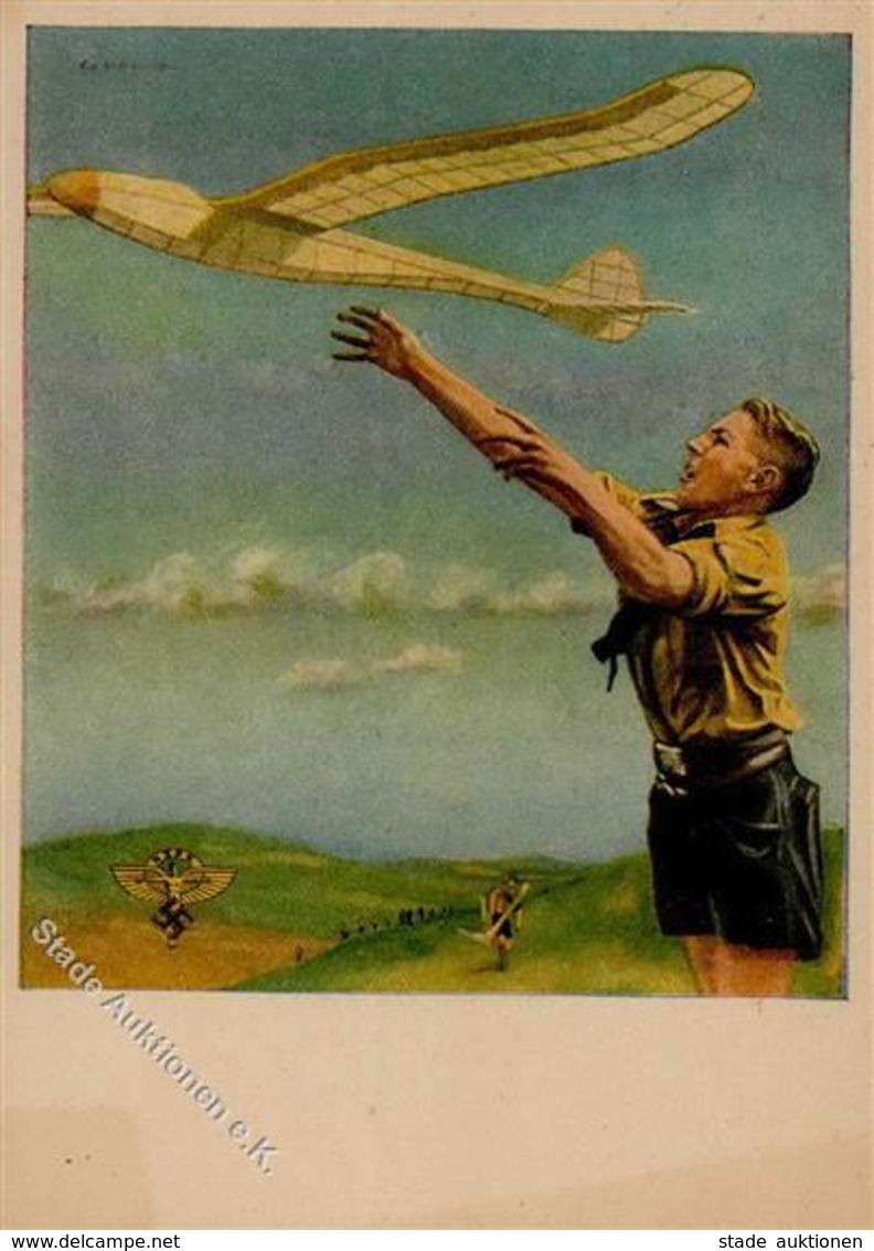 NS-FLIEGERKORPS WK II - Propaganda-Künstlerkarte -Ausbildung Im Modellflug- I - War 1939-45
