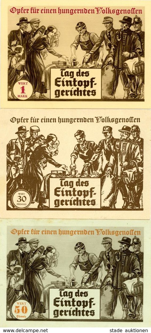 WHW 1933/34 Lot Mit 3 Spenden-Karten Tag Des Eintopfgerichtes I-II - War 1939-45