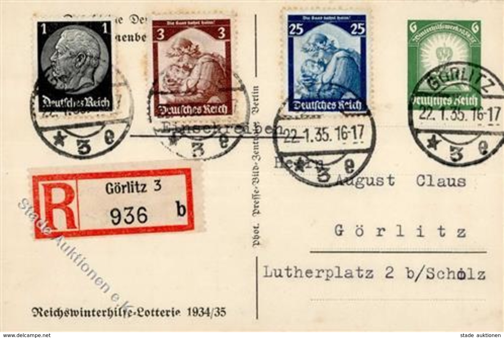 WHW Görlitz (O8900) Ganzsache I-II - Guerre 1939-45