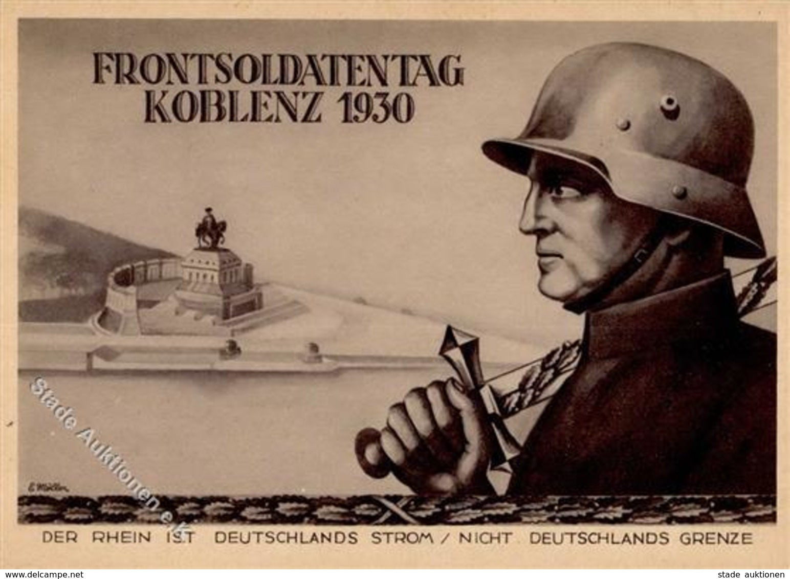 Der STAHLHELM WK II - FRONTSOLDATENTAG KOBLENZ 1930 - Künstlerkarte Sign. E.Möller I-II - Guerra 1939-45