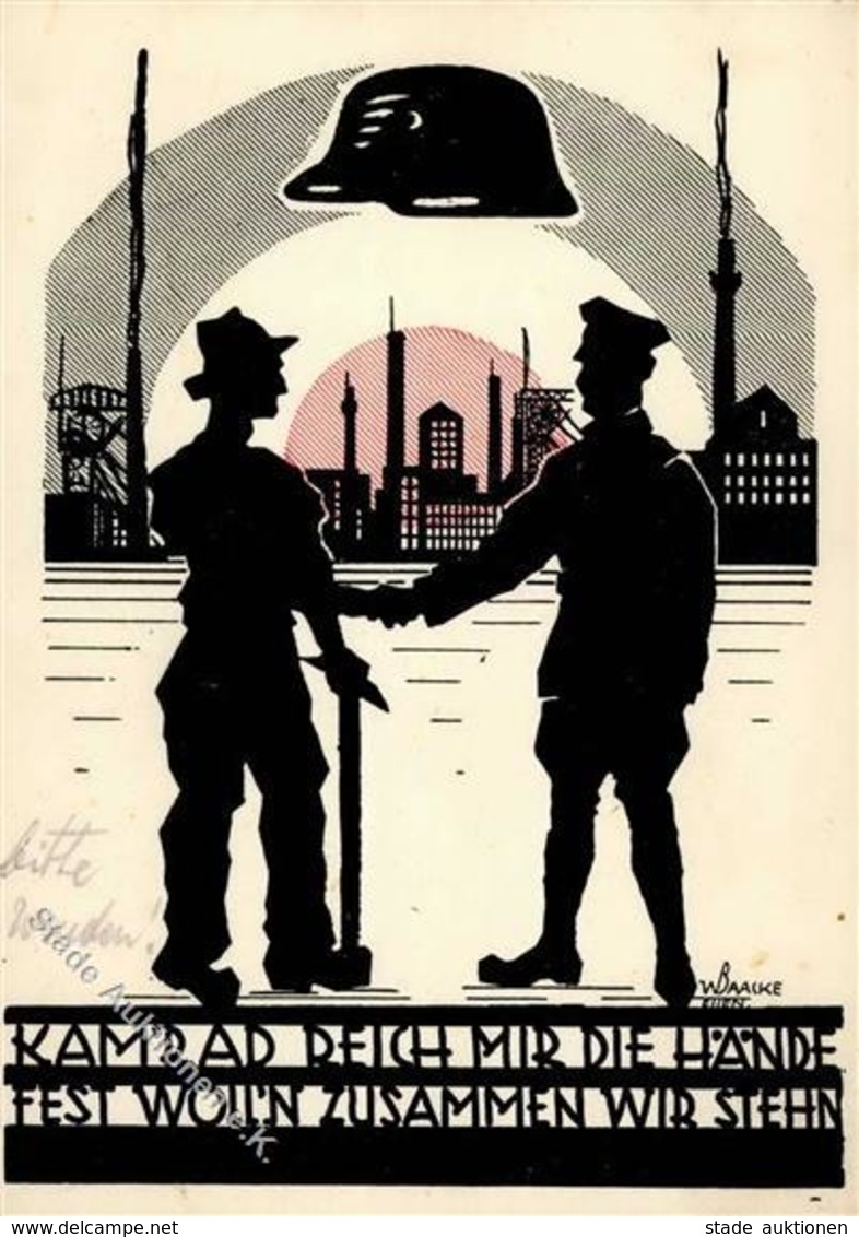Der STAHLHELM WK II - KAMRAD REICH MIR DIE HÄNDE - Sign. Künstlerkarte I-II - Guerra 1939-45