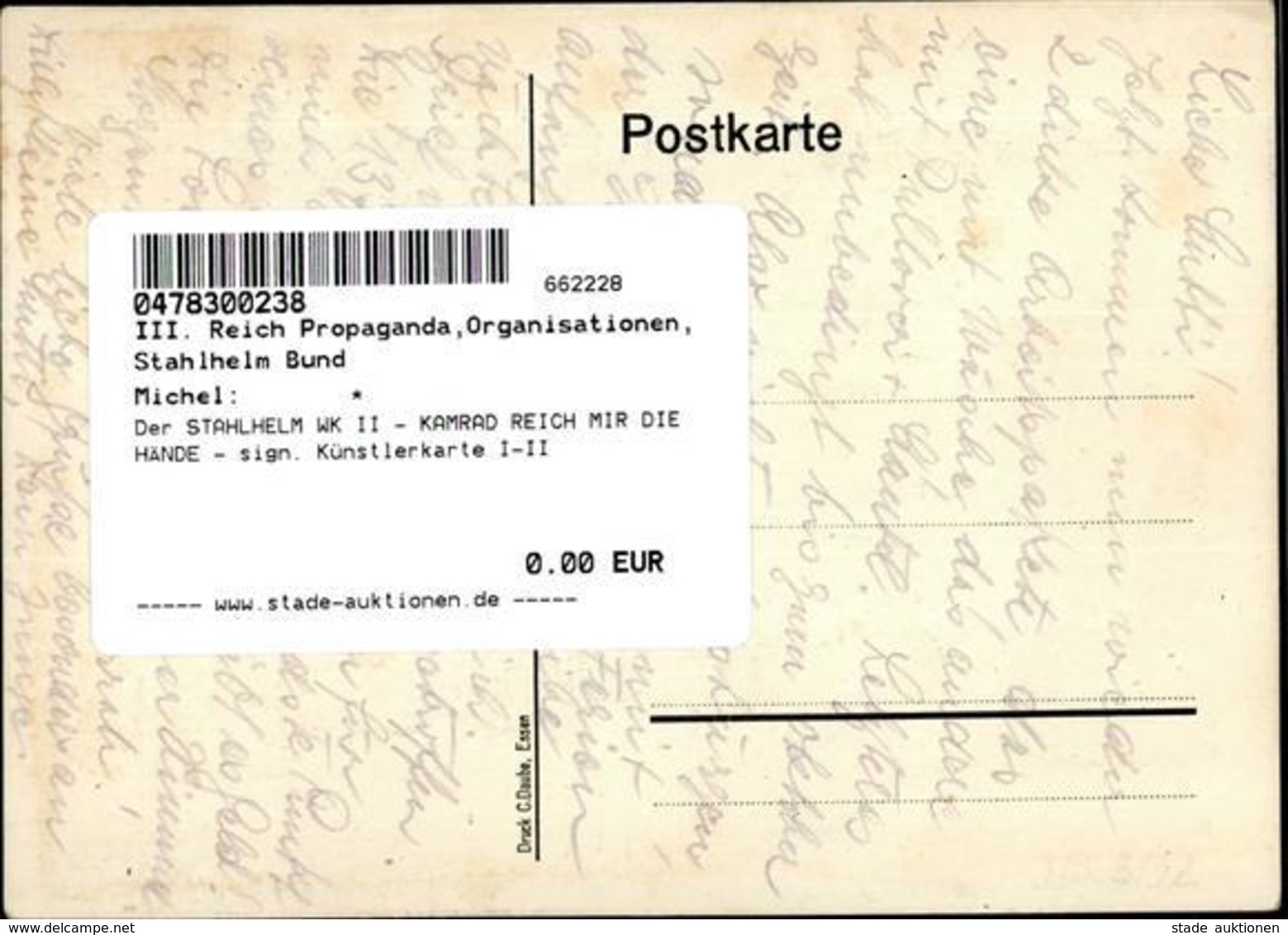 Der STAHLHELM WK II - KAMRAD REICH MIR DIE HÄNDE - Sign. Künstlerkarte I-II - War 1939-45
