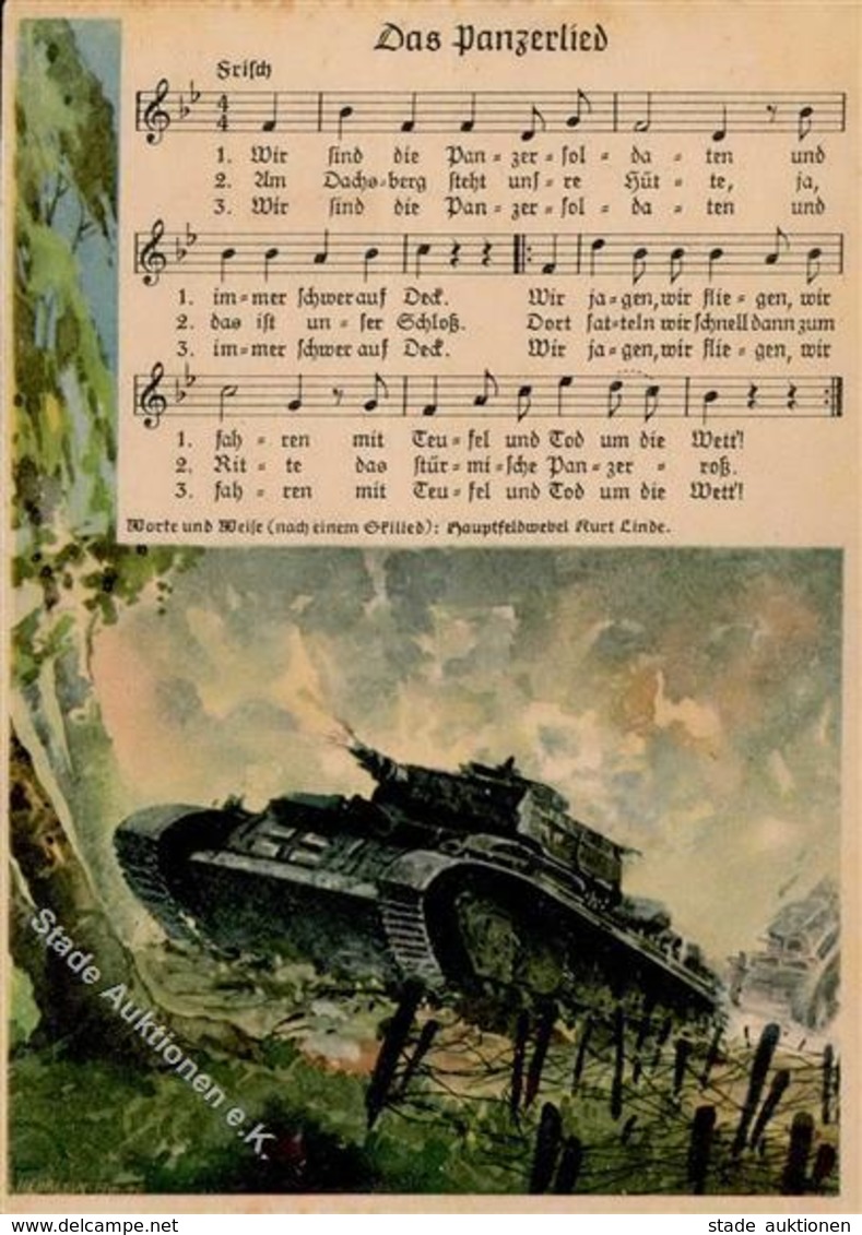 Panzer (WK II) Das Panzerlied Sign. Heublein, Fritz Lieder AK I-II Réservoir - Weltkrieg 1939-45