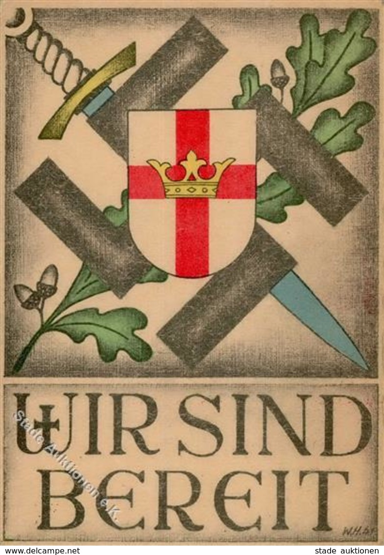MILITÄR WK II - Propaganda-Feldpostkarte 1941 - WIR SIND BEREIT! Randmängel II - Weltkrieg 1939-45