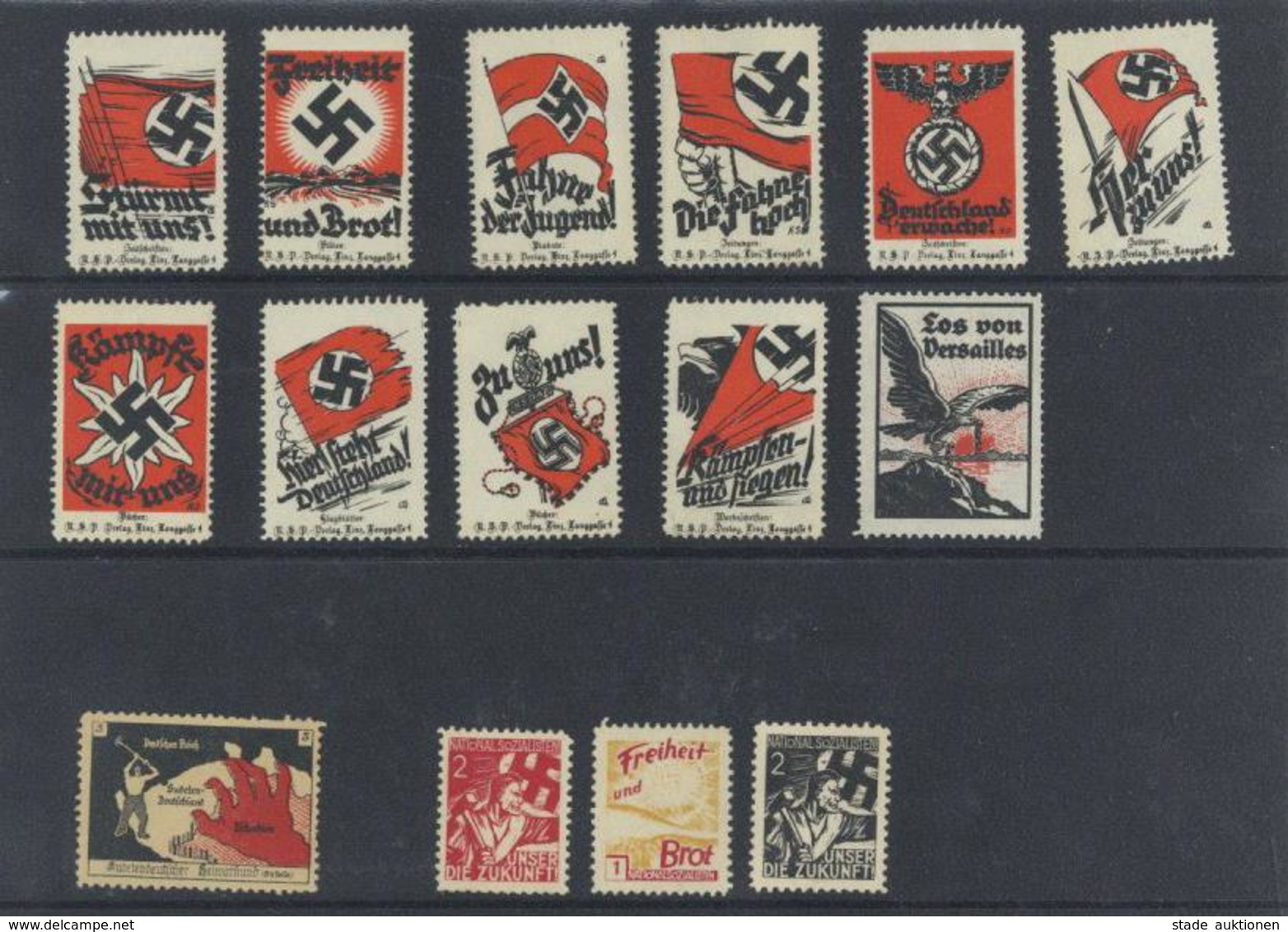 Vignetten WK II  15 Versch. Sehr Frühe NSDAP-Propaganda-Vignetten I - Weltkrieg 1939-45