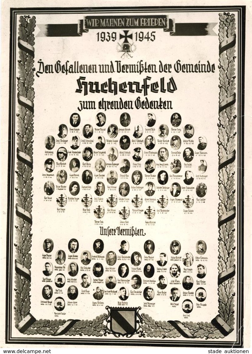 WK II Huchenfeld (7530) Ehrentafel Den Gefallenen Und Vermissten II (fleckig, Eckbug) - Guerre 1939-45