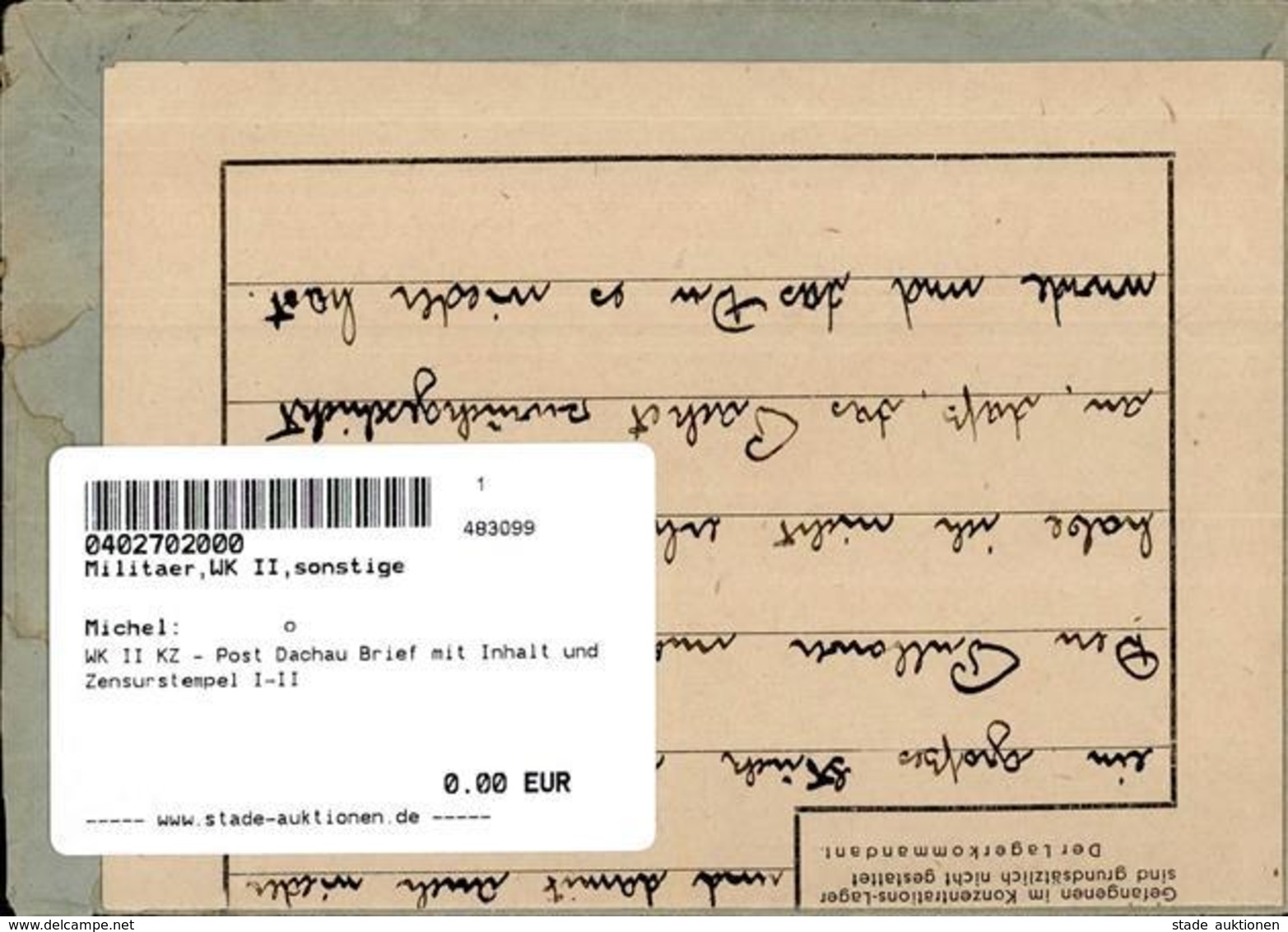 WK II KZ - Post Dachau Brief Mit Inhalt Und Zensurstempel I-II - Weltkrieg 1939-45
