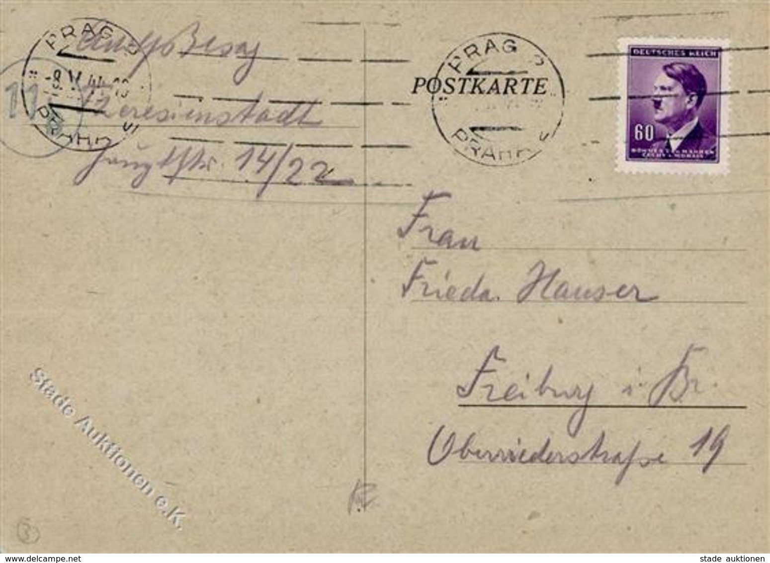 WK II KZ - Post Theresienstadt Bestätigungskarte Für Ein Paket über Den Judenrat In Prag I-II - Guerre 1939-45