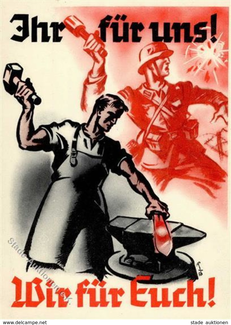 WK II MILITÄR - IHR Für UNS! WIR Für EUCH! Sign. Künstlerkarte I - Guerre 1939-45
