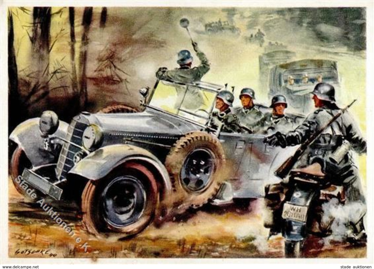 WK II MILITÄR - Nr. 33 Motorisierte Pioniere Im Vorgehen Sign. Gotschke I - War 1939-45