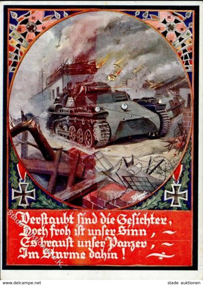 WK II MILITÄR - PANZER - PANZER Im STURM Voran! Sign. Künstlerkarte 1940 I - War 1939-45