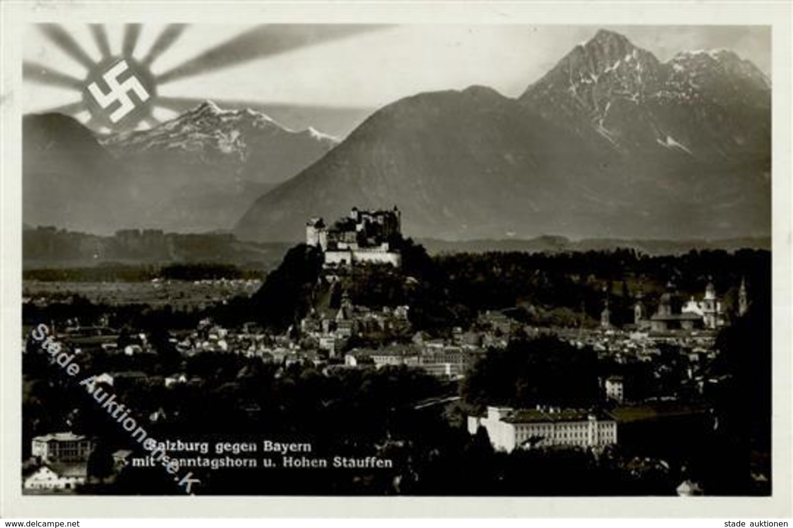 Aufgehende Sonne WK II Salzburg (5020) Österreich Foto AK I-II (Marke Entfernt) - Guerra 1939-45