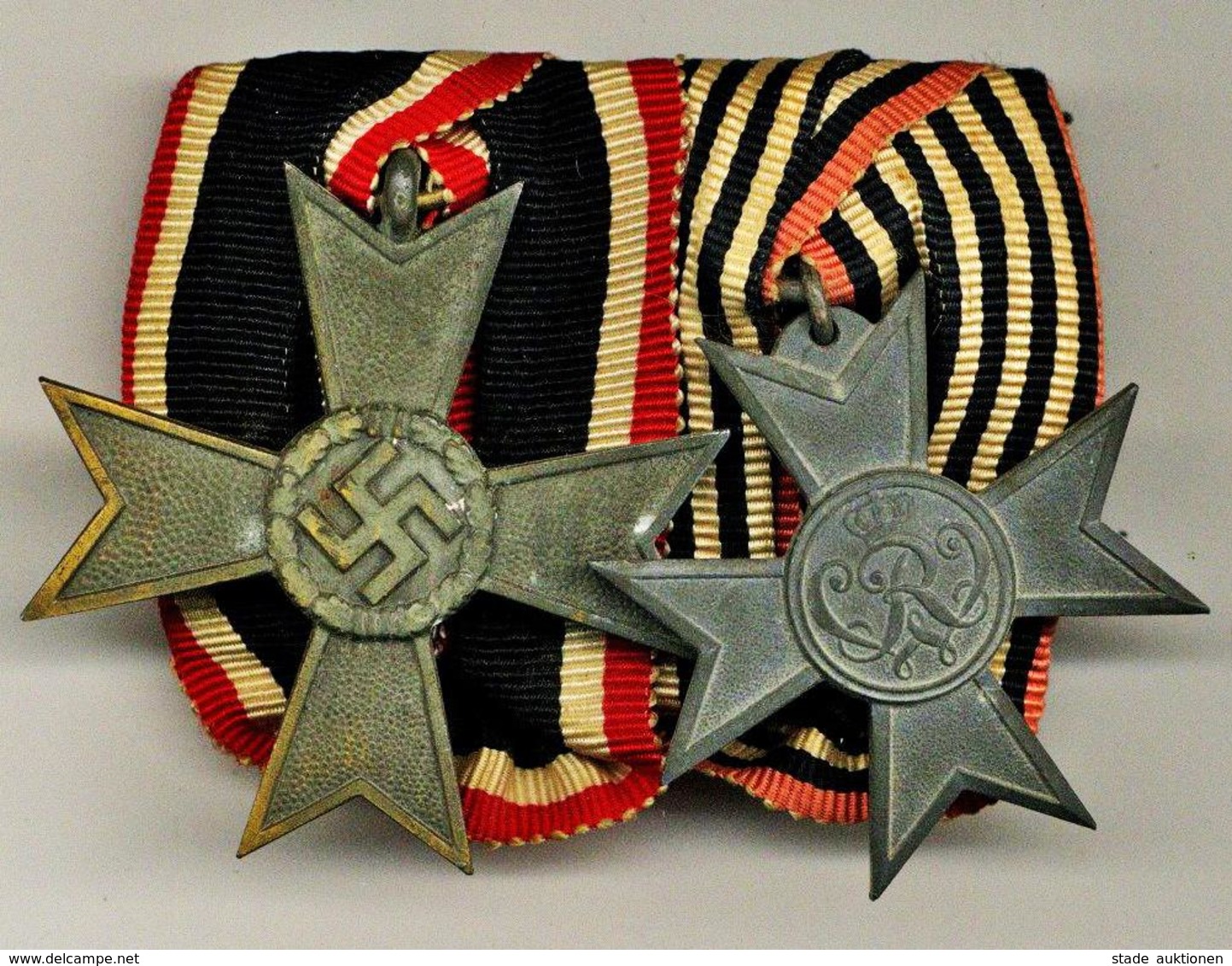 WK II Orden U. WK I Ordensspange Mit Kriegsverdienstkreuz WK II Und Für Kriegshilfsdienst WK I I-II - Weltkrieg 1939-45