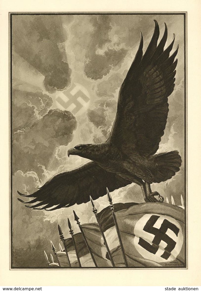 Schmucktelegramm WK II Reichsadler Sign. Bastanier, Hans I-II - War 1939-45