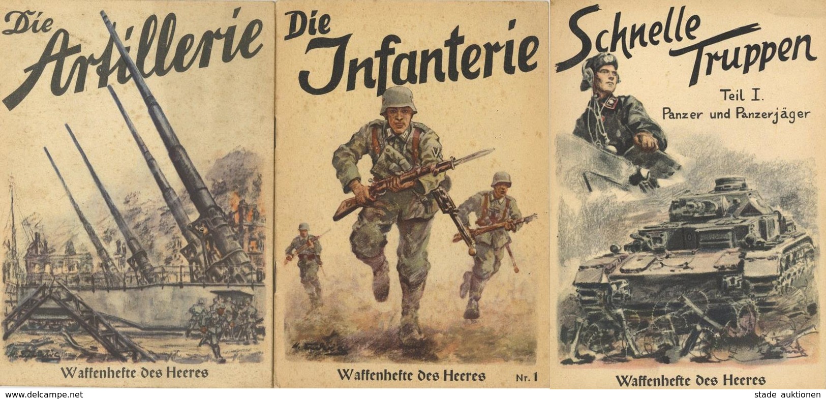Buch WK II 5 Stück Waffenhefte Des Heeres Hrsg. Oberkommando Des Heeres Deutscher Volksverlag Viele Abbildungen II - War 1939-45
