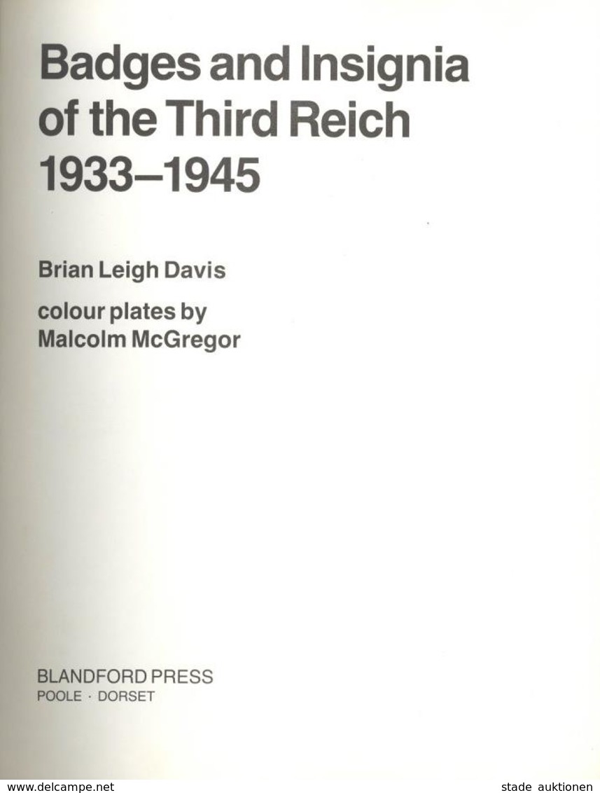 Buch WK II Badges And Insignia Of The Third Reich 1933 - 1945 Davis, Brian Leigh 1983 Blandford Press 208 Seiten 64 Bild - Weltkrieg 1939-45