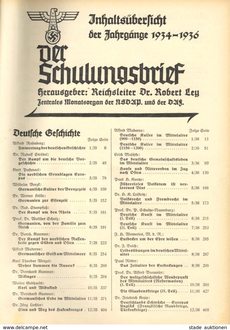 Buch WK II Der Schulungsbrief  Jahrgänge 1934 - 1936 Gebunden Zentralverlag Der NSDAP Franz Eher Nachf. Sehr Viele Abbil - War 1939-45