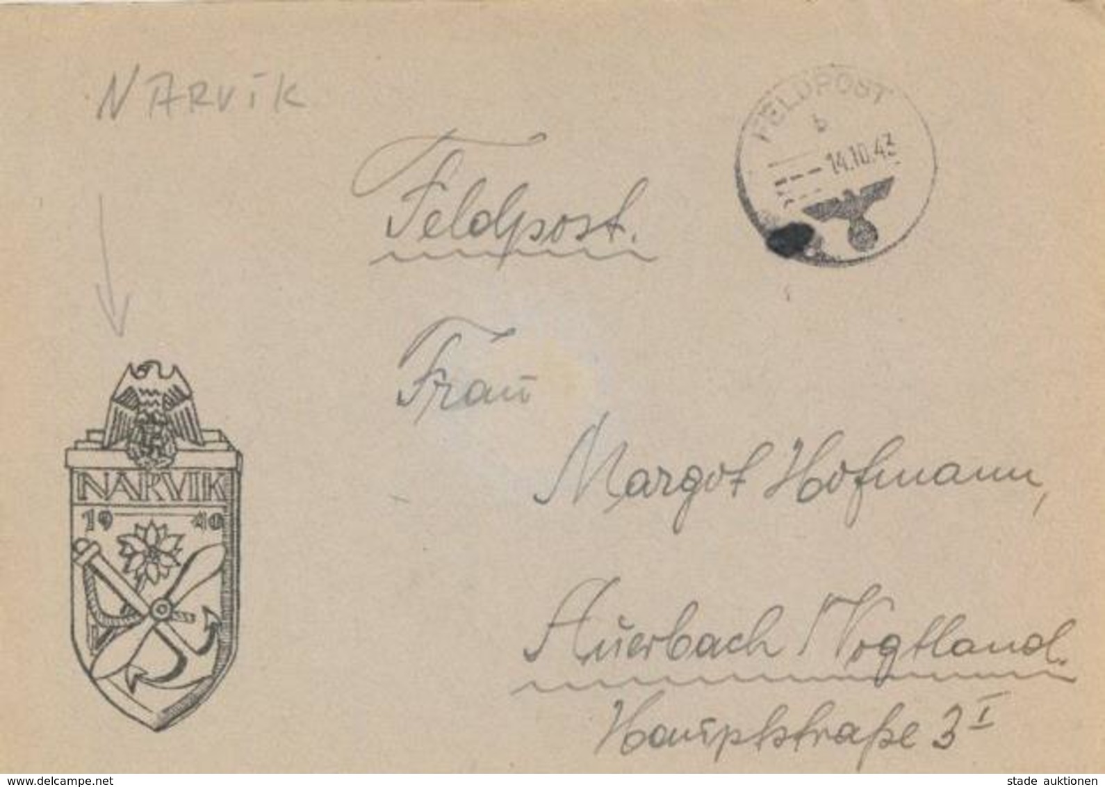 FELDPOST WK II - Feldpostbrief 1943 Mit Inhalt Und NARVIK-SCHILD-o Auf Brief  I-II - War 1939-45