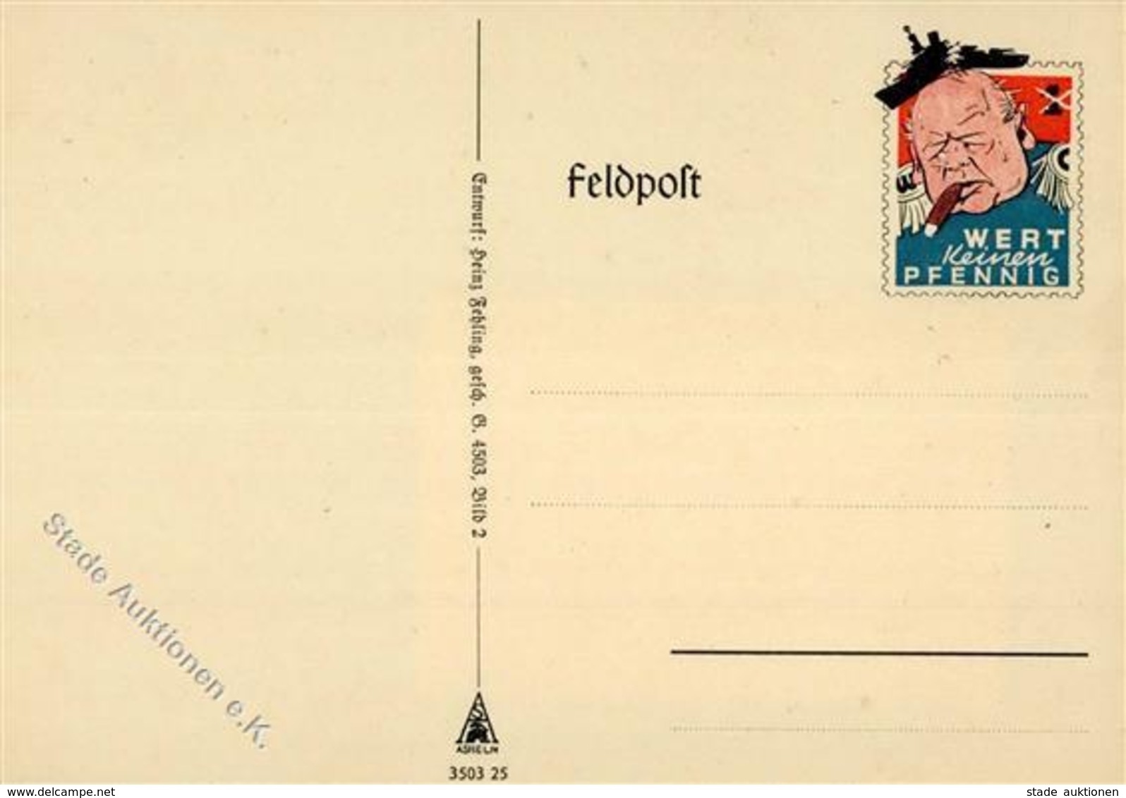 FELDPOST WK II - Feldpostspottkarte  CHURCHILL I - Weltkrieg 1939-45