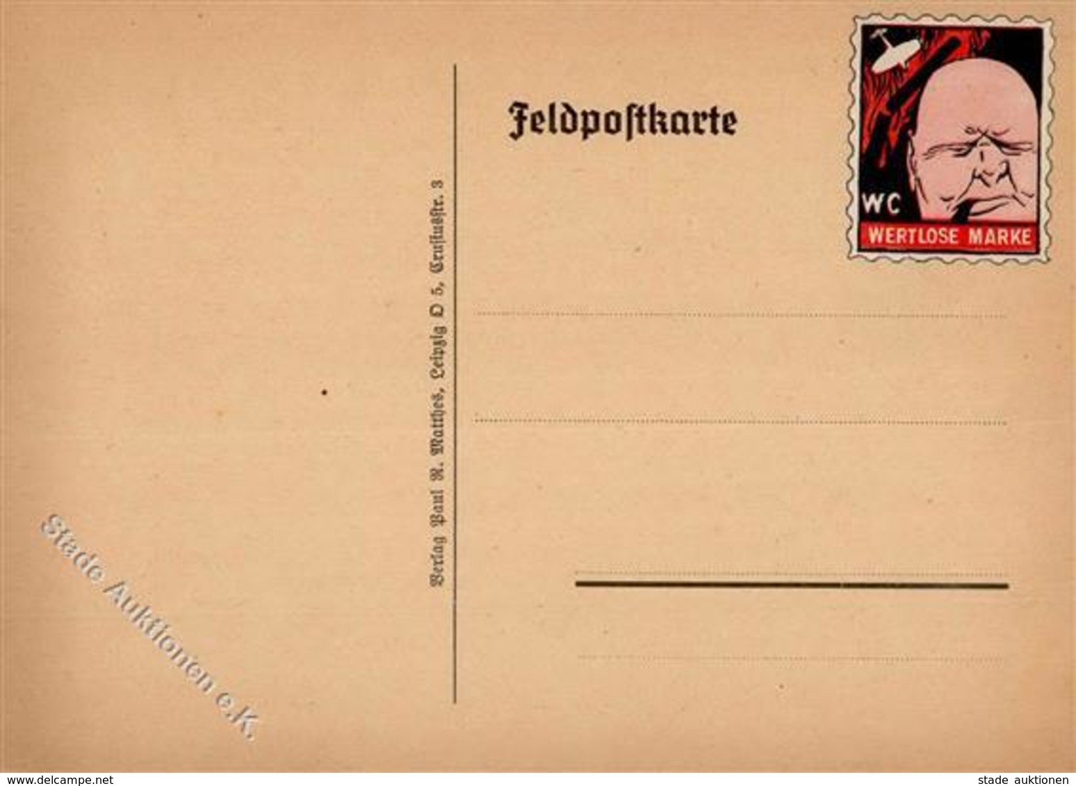 FELDPOST WK II - Feldpostspottkarte  CHURCHILL Mit VIGNETTE -WERTLOSE MARKE- I I - War 1939-45