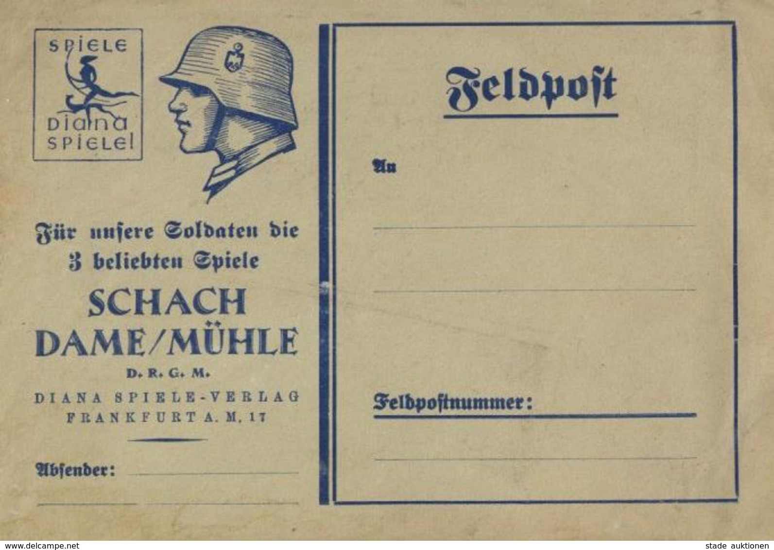 Feldpost WK II - Spiele-Feldpostbrief Mit SCHACH/DAME/MÜHLE I-II - War 1939-45