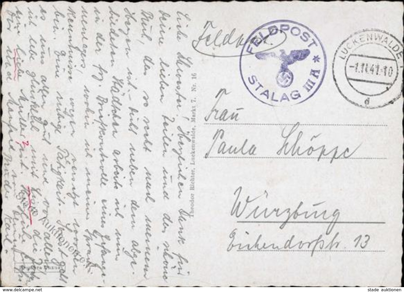 Feldpoststempel WK II Luckenwalde (O1710) WK II Feldpost Stalag III A  I-II - Guerre 1939-45