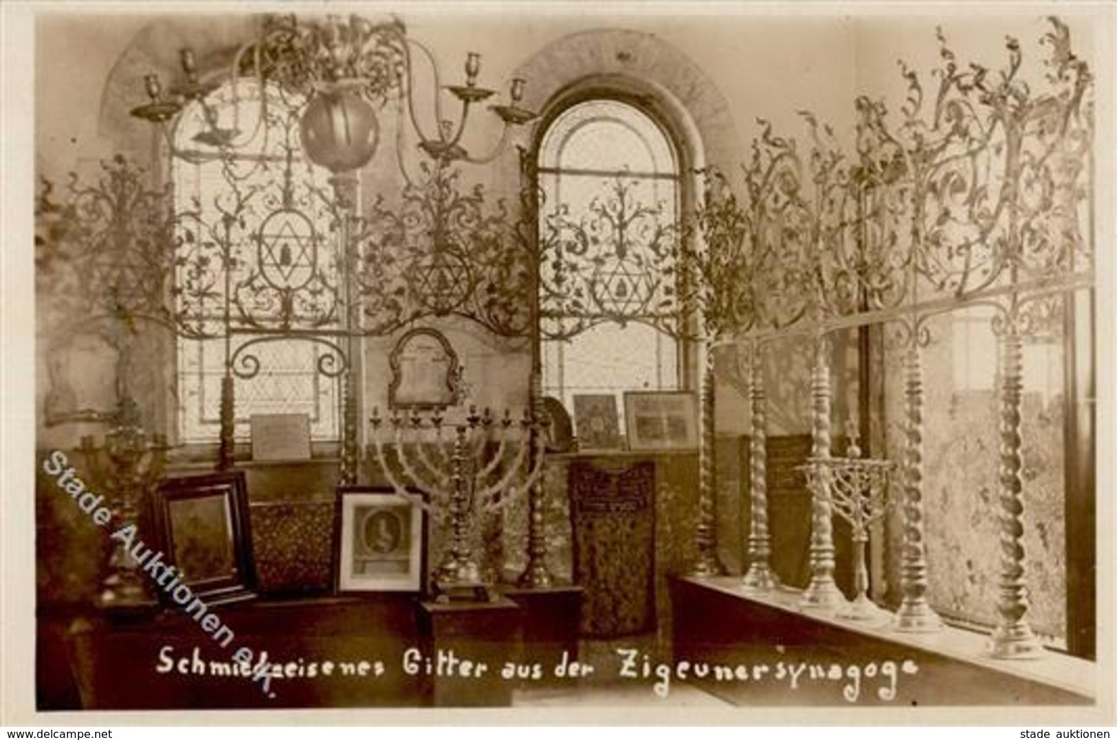 Synagoge Prag  Tschechien I-II (Klebereste RS) Synagogue - Judaika